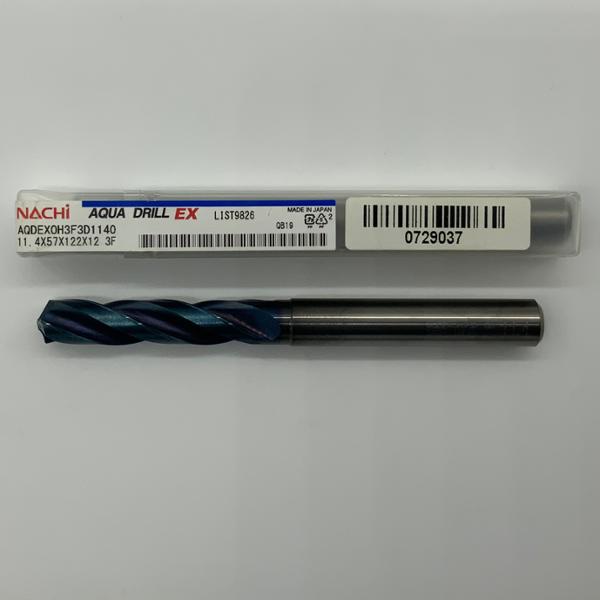 Nachi Solid Carbide 3 Flute Drill .4488 (11.4mm) Cutting Dia X 2.24 Flute Length Coolant Thru