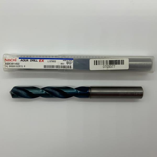 Nachi Solid Carbide 2 Flute Drill .5709 (14.5mm) Cutting Dia X 3.50 Flute Length