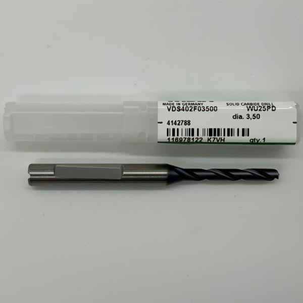 Widia Solid Carbide 2 Flute Drill .1378 (3.5mm) Cutting Dia X 1.00 Flute Length Coolant Thru