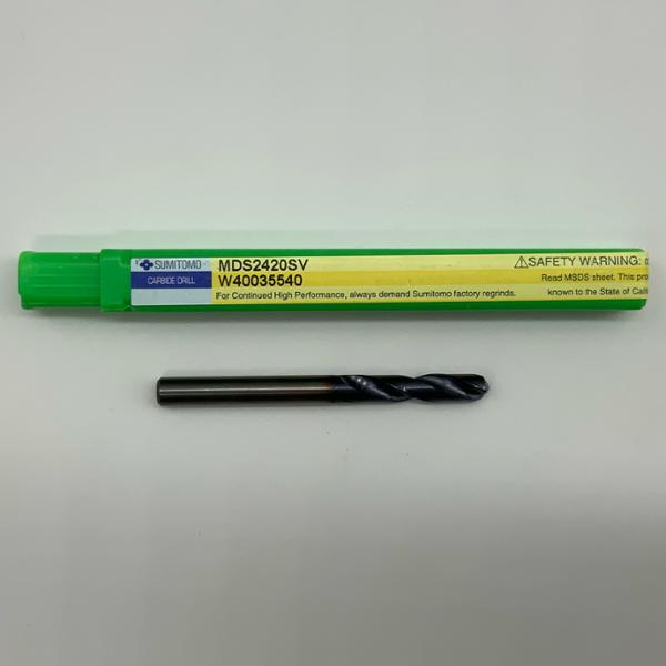 Sumitomo Solid Carbide 2 Flute Drill .2420 (6.14mm) Cutting Dia X 1.07 Flute Length