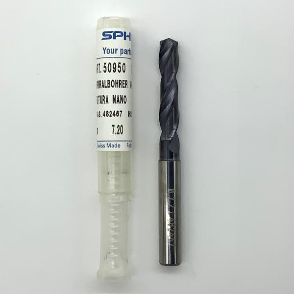 Sphinx Solid Carbide 2 Flute Drill .2835 (7.2mm) Cutting Dia X 1.30 Flute Length