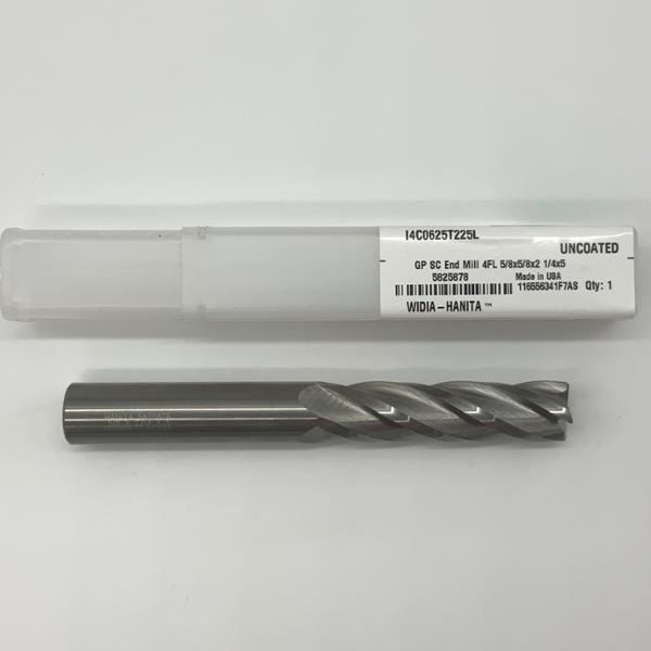 Widia Solid Carbide 4 Flute Endmill .6250 (5/8”) Cutting Dia X 2.25 Flute Length With .02 Corner Chamfer