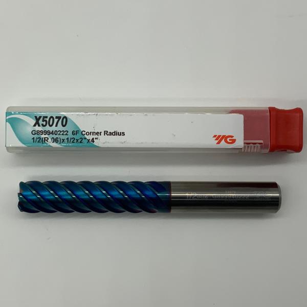 YG-1 Solid Carbide 6 Flute Endmill .5000 (1/2”) Cutting Dia X 2.0 Flute Length With .06” Corner Radius