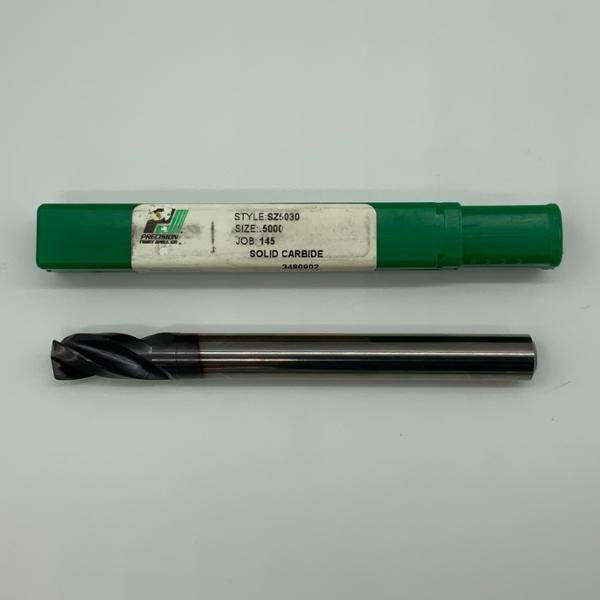 Precision Twist Solid Carbide 3 Flute Drill .5000 (1/2”) Cutting Dia X .95 Flute Length