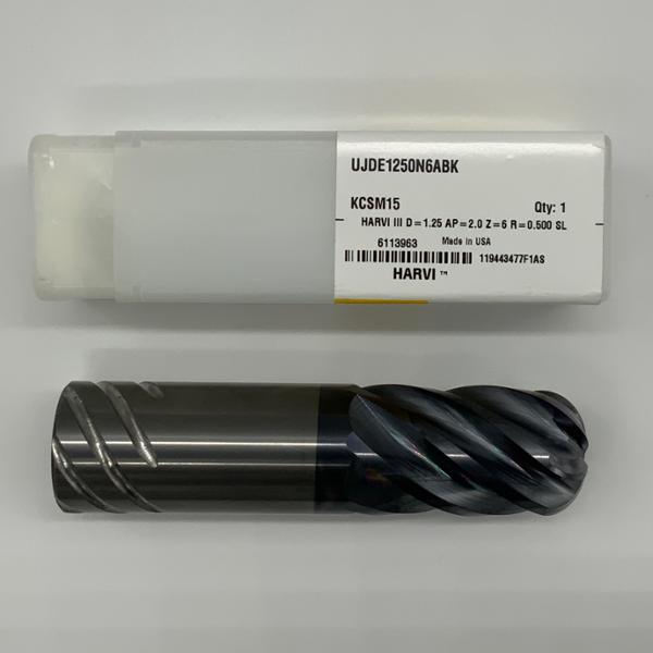 Kennametal Solid Carbide 6 Flute Endmill 1.250 (31.76mm) Cutting Dia X 2.10 Flute Length With .500 Corner Radius