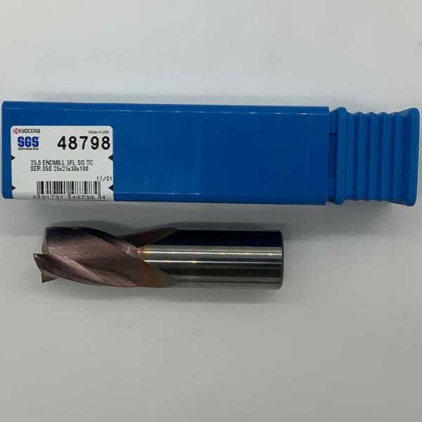 Kyocera Solid Carbide 3 Flute Endmill .9843 (25mm) Cutting Dia X 38mm Flute Length