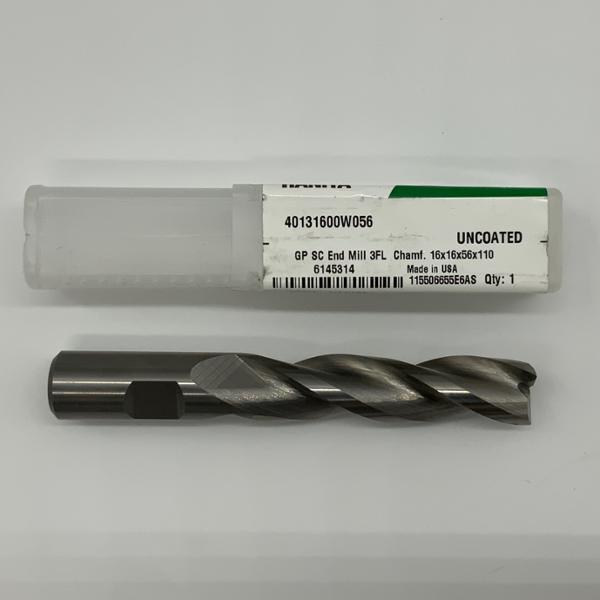 Widia Solid Carbide 3 Flute Endmill .6299 (16mm) Cutting Dia X 2.20 Flute Length With .015” Corner Chamfer