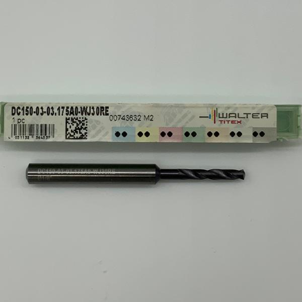 Walter Solid Carbide 2 Flute Drill .1250 (1/8) Cutting Dia X .65 Flute Length