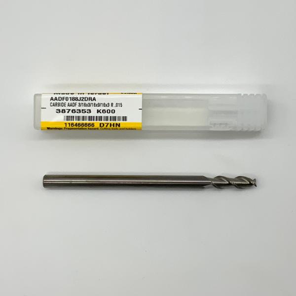 Kennametal Solid Carbide 2 Flute Endmill .1875 (3/16”) Cutting Dia X .56 Flute Length With .015 Corner Radius