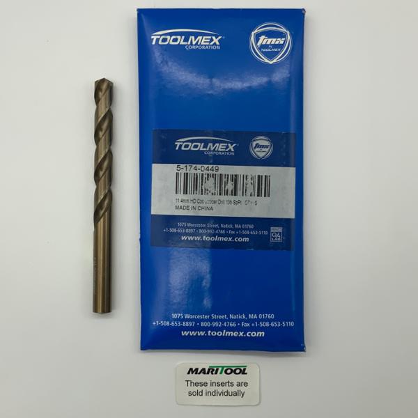 ToolMex HSS 2 Flute Drill .4488 (11.4mm) Cutting Dia X 3.17 Flute Length