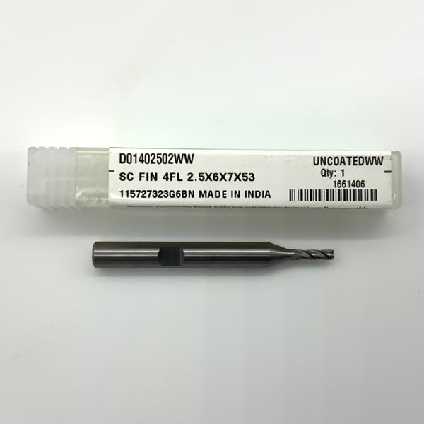 Widia Solid Carbide 4 Flute Endmill .0984 (2.5mm) Cutting Dia X .28 Flute Length