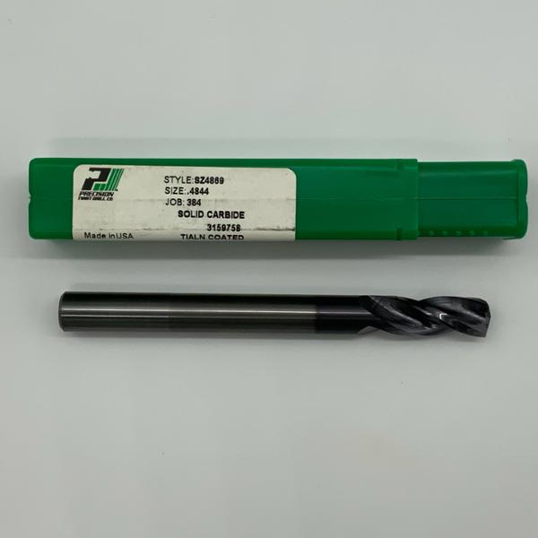 Precision Twist Solid Carbide 3 Flute Drill .4844 (31/64”) Cutting Dia X 1.05 Flute Length Coolant Thru