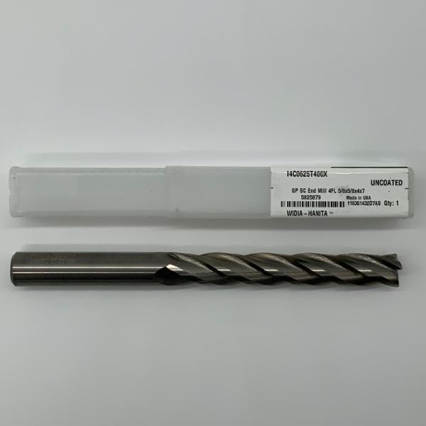 Widia Solid Carbide 4 Flute Endmill .6250 (5/8”) Cutting Dia X 4.0 Flute Length With .015 Corner Chamfer