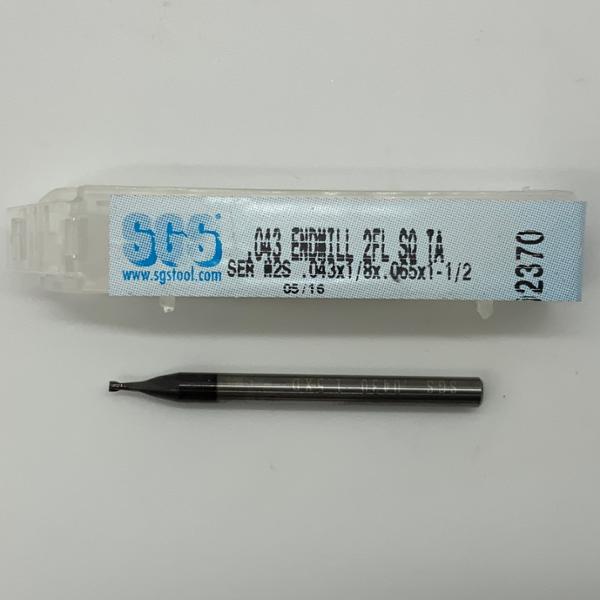 SGS Solid Carbide 2 Flute Endmill .043 Cutting Dia X .065 Flute Length