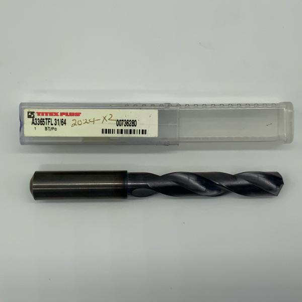 Titex Solid Carbide 2 Flute Drill .4844 (31/64”) Cutting Dia X 2.50 Flute Length
