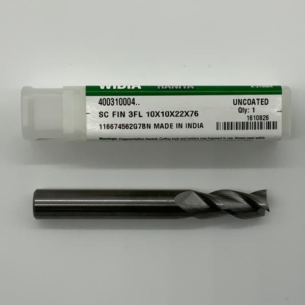 Widia Solid Carbide 3 Flute Endmill .3937 (10mm) Cutting Dia X .95 Flute Length