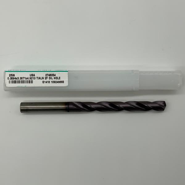 Metal Removal Solid Carbide 2 Flute Drill .3594 (23/64”) Cutting Dia X 2.90 Flute Length Coolant Thru