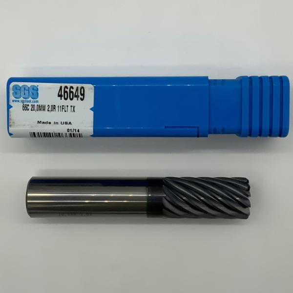 SGS Solid Carbide 11 Flute Endmill .7874 (20mm) Cutting Dia X 38mm Flute Length With 2.0mm Corner Radius