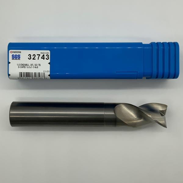 Kyocera Solid Carbide Necked 3 Flute Endmill 1.00 (25.4) Cutting Dia X 1.25 Flute Length