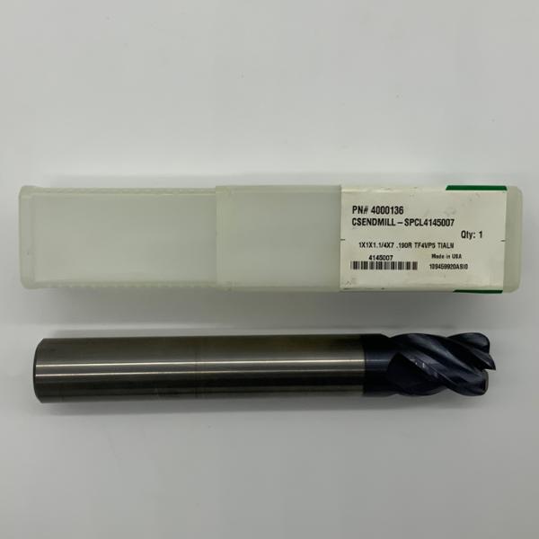 Widia Solid Carbide 4 Flute Endmill 1.000 Cutting Dia X 1.25 Flute Length With .190” Corner Radius