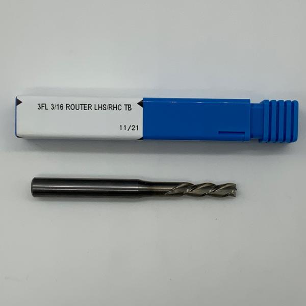 Kyocera Solid Carbide LHS / RHC 3 Flute Router Bit .1875 (3/16) Cutting Dia X .63 Flute Length