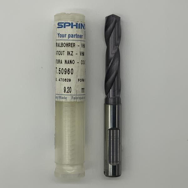 Sphinx Solid Carbide 2 Flute Drill .3622 (9.2mm) Cutting Dia X 1.5 Flute Length Coolant Thru