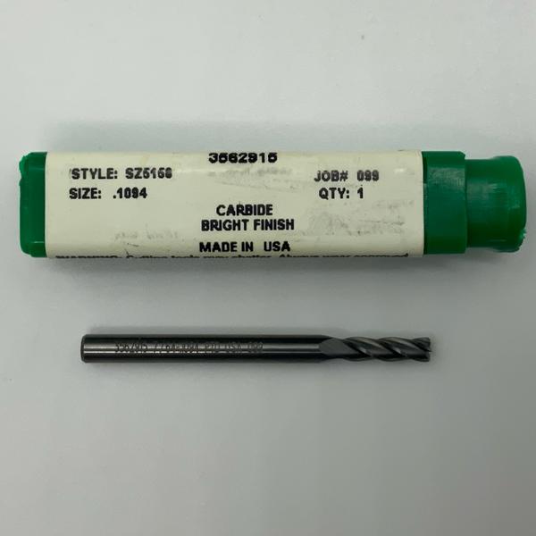 Precision Twist Solid Carbide 4 Flute Endmill .1094 (7/64”) Cutting Dia X .35 Flute Length With .01” Corner Radius