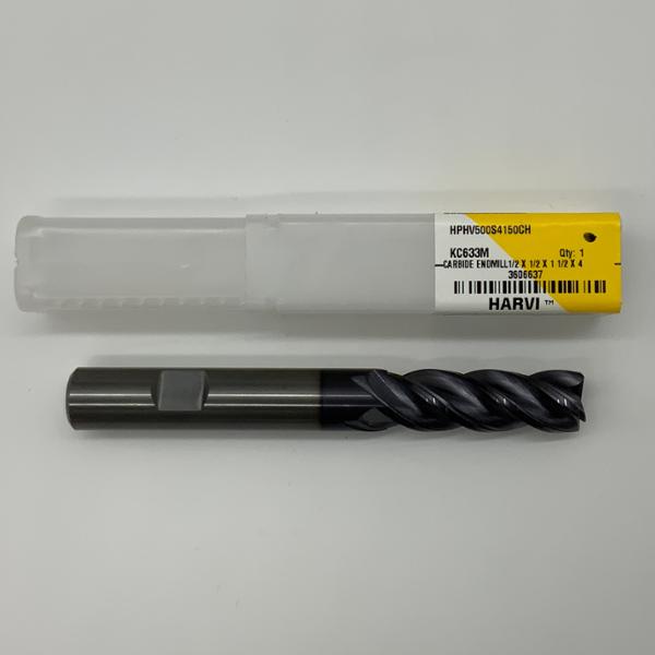 Kennametal Solid Carbide 4 Flute Endmill .5000 (1/2”) Cutting Dia X 1.50 Flute Length With .015” Corner Chamfer