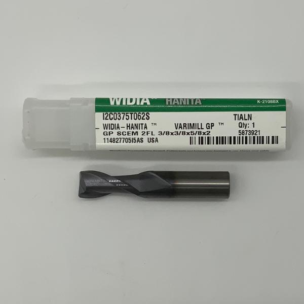 Widia Solid Carbide 2 Flute Endmill .3750 (3/8”) Cutting Dia X .63 Flute Length With .02 Corner Chamfer
