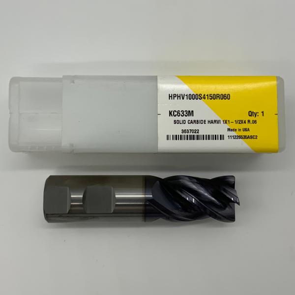 Kennametal Solid Carbide 4 Flute Endmill 1.000 (25.4mm) Cutting Dia X 1.25 Flute Length With .06” Corner Radius