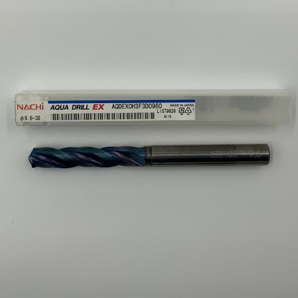Nachi Solid Carbide 3 Flute Drill .3780 (9.6mm) Cutting Dia X 1.97 Flute Length Coolant Thru