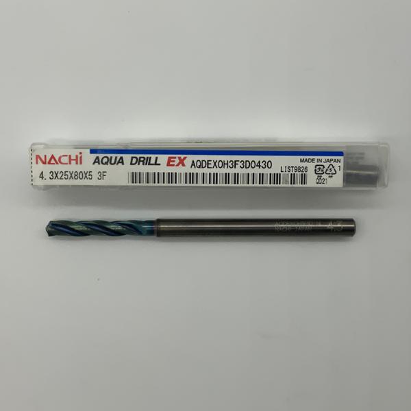 Nachi Solid Carbide 3 Flute Drill .1693 (4.3mm) Cutting Dia X .98 Flute Length Coolant Thru