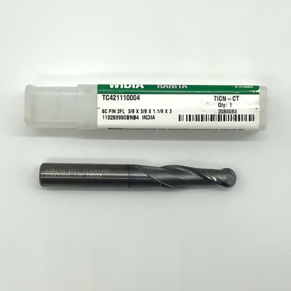 Widia Solid Carbide 2 Flute Ball Endmill .3750 (3/8”) Cutting Dia X 1.13 Flute Length