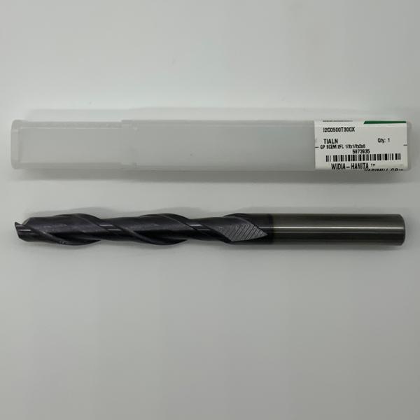 Widia Solid Carbide 2 Flute Endmill .5000 (1/2”) Cutting Dia X 3.0 Flute Length With .02 Corner Chamfer