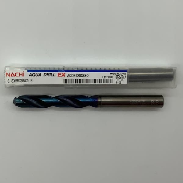 Nachi Solid Carbide 2 Flute Drill .3465 (8.8mm) Cutting Dia X 2.17 Flute Length