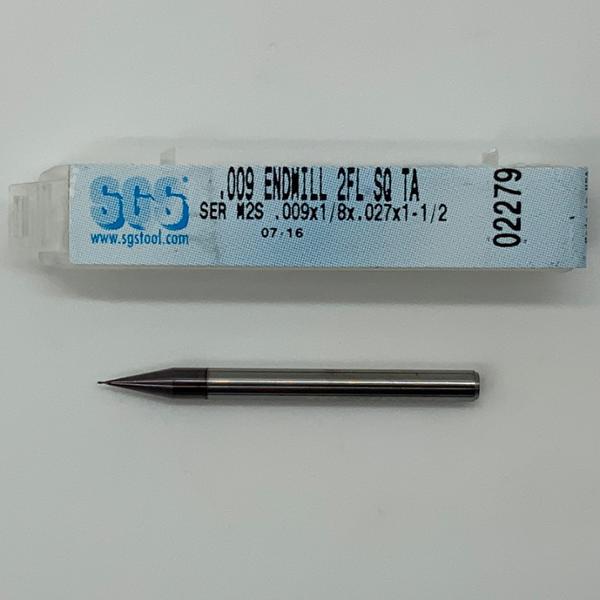 SGS Solid Carbide 2 Flute Endmill .009 Cutting Dia X .027 Flute Length