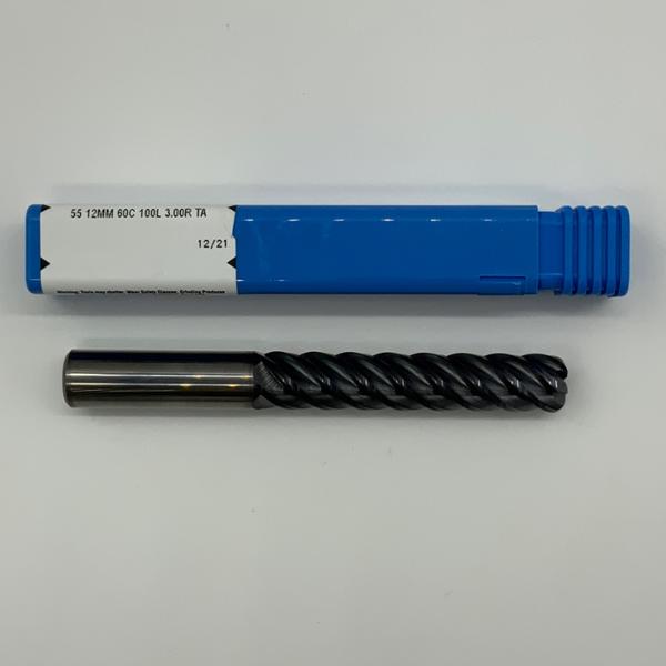 Kyocera Solid Carbide 5 Flute Endmill .4724 (12mm) Cutting Dia X 60mm Flute Length with 3.0mm corner radius