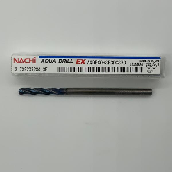 Nachi Solid Carbide 3 Flute Drill .1457 (3.7mm) Cutting Dia X .87 Flute Length Coolant Thru