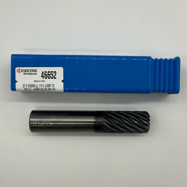Kyocera Solid Carbide 11 Flute Endmill .7874 (20mm) Cutting Dia X 38mm Flute Length With 4.0mm Corner Radius