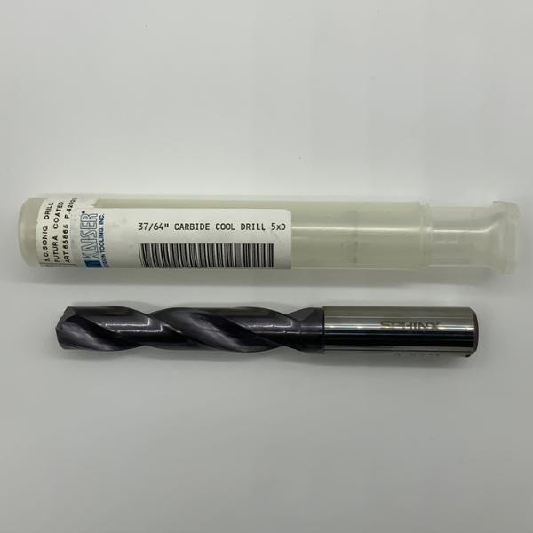 Sphinx Solid Carbide 2 Flute Drill .5781 (37/64”) Cutting Dia X 2.73 Flute Length Coolant Thru