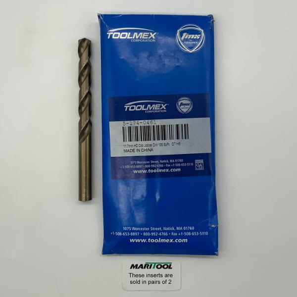 ToolMex HSS 2 Flute Drill .4606 (11.7mm) Cutting Dia X 3.20 Flute Length