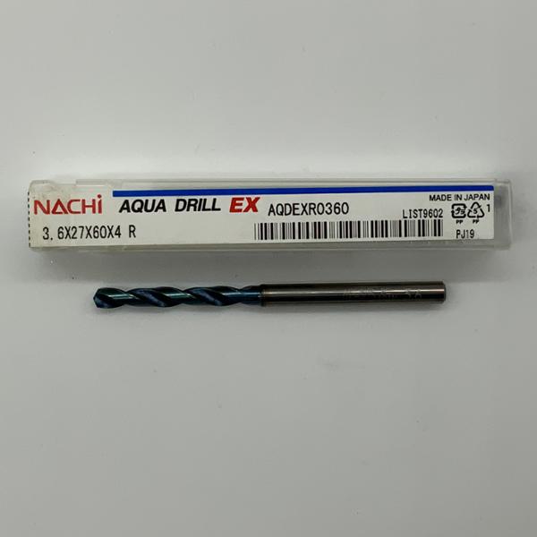 Nachi Solid Carbide 2 Flute Drill .1417 (3.6mm) Cutting Dia X 1.06 Flute Length