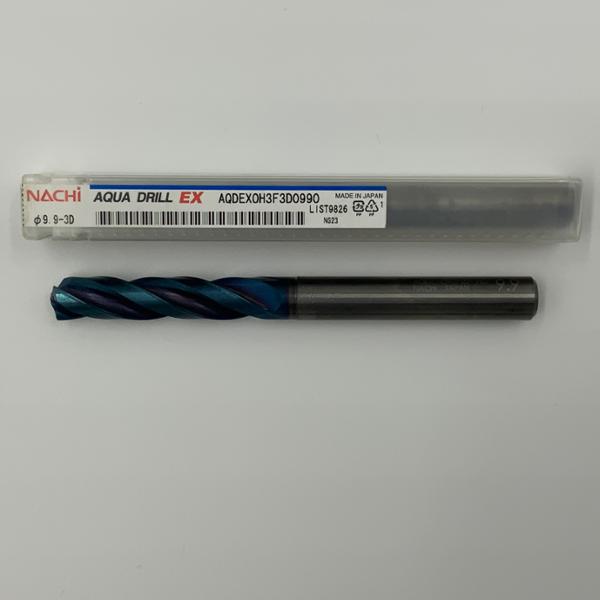 Nachi Solid Carbide 3 Flute Drill .3898 (9.9mm) Cutting Dia X 1.97 Flute Length Coolant Thru