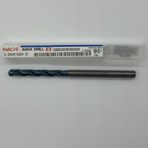 Nachi Solid Carbide 3 Flute Drill .2087 (5.3mm) Cutting Dia X 1.73 Flute Length Coolant Thru
