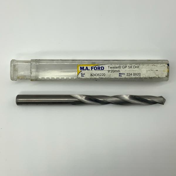 MA Ford Solid Carbide 2 Flute Drill .3622 (9.20mm) Cutting Dia X 2.90 Flute Length