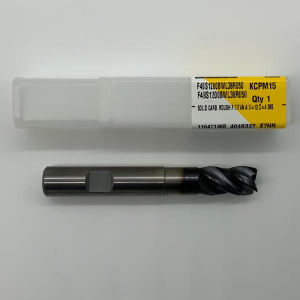 Kennametal Solid Carbide Necked 4 Flute Endmill .4724 (12mm) Cutting Dia X .87 Flute Length With .020 Corner Radius