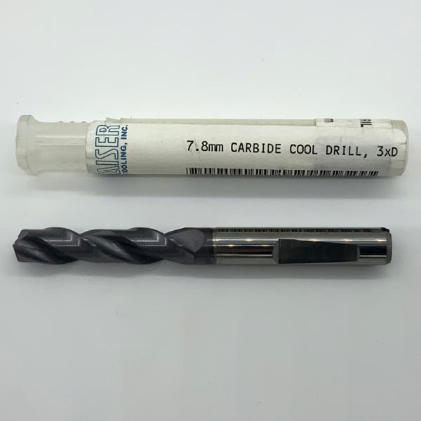 Sphinx Solid Carbide 2 Flute Drill .3071 (7.8mm) Cutting Dia X 1.30 Flute Length Coolant Thru
