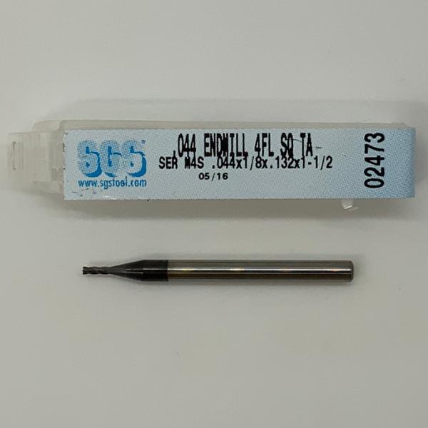 SGS Solid Carbide 4 Flute Endmill .044 Cutting Dia X .132 Flute Length