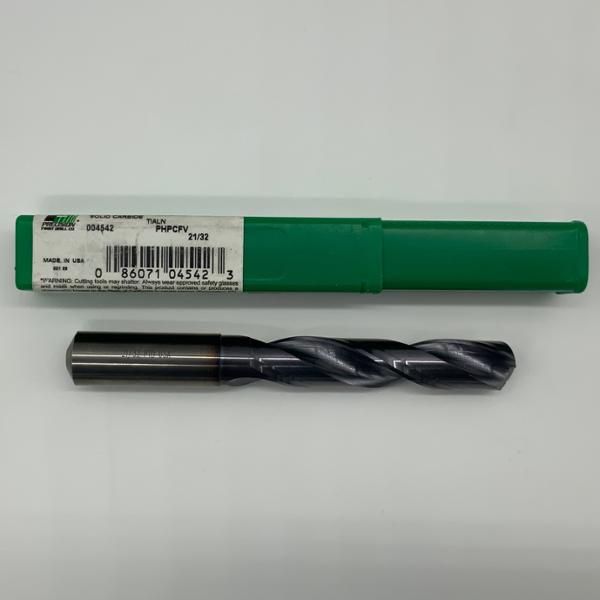 Precision Twist Solid Carbide 2 Flute Drill .6562 (21/32”) Cutting Dia X 3.40 Flute Length Coolant Thru