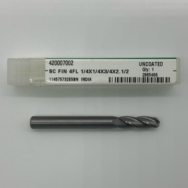 Widia Solid Carbide 4 Flute Ball Endmill .2500 (1/4”) Cutting Dia X .75 Flute Length
